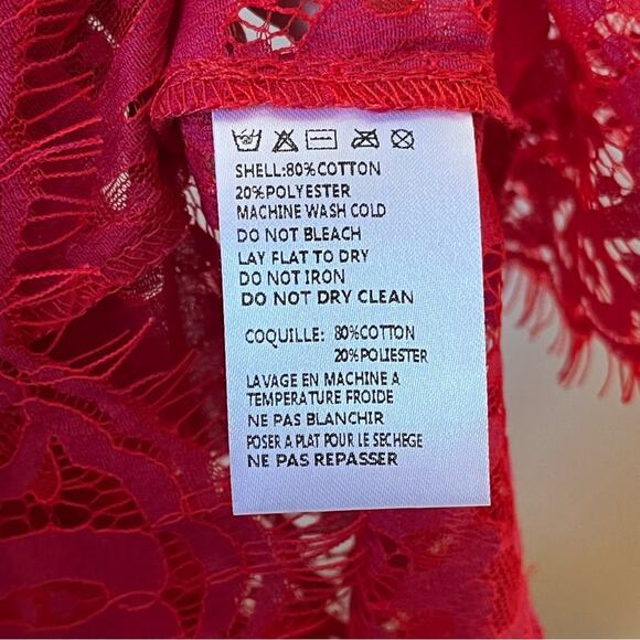 ANTHROPOLOGIE Vanessa Virginia Dark Pink Swiftie Lace Short Sleeve Top Size XS - Picture 5 of 5